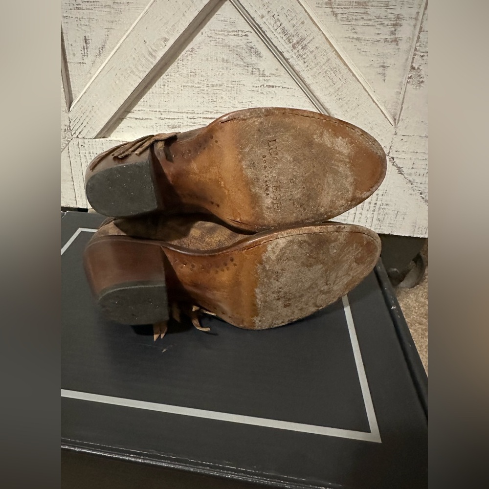LUCCHESE WOMEN'S HANDMADE ROBYN HAND
TOOLED FEATHER BOOTIES - ROUND TOE - Picture 9 of 14